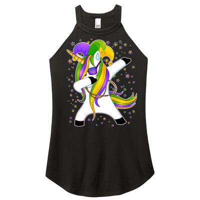 Mardi Gras Dabbing Unicorn Women's Perfect Tri Rocker Tank