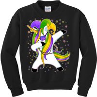 Mardi Gras Dabbing Unicorn Kids Sweatshirt