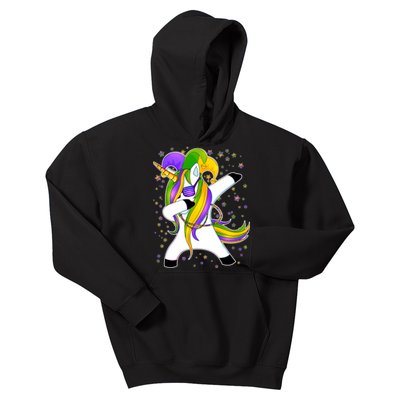 Mardi Gras Dabbing Unicorn Kids Hoodie