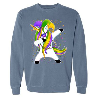 Mardi Gras Dabbing Unicorn Garment-Dyed Sweatshirt