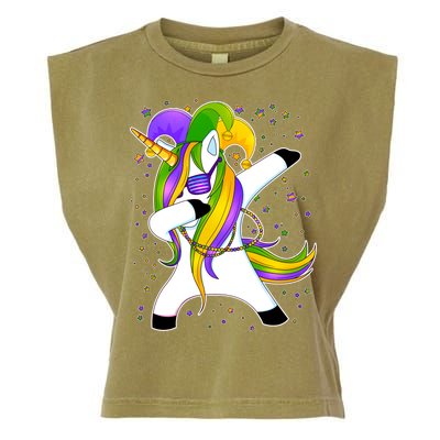 Mardi Gras Dabbing Unicorn Garment-Dyed Women's Muscle Tee