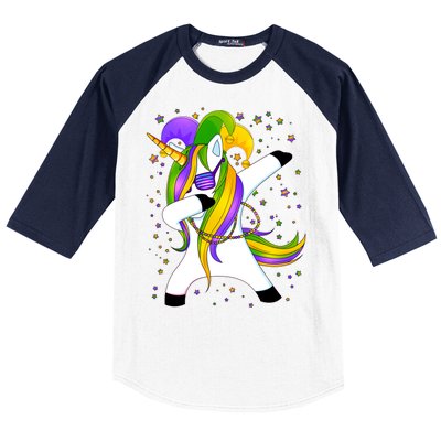 Mardi Gras Dabbing Unicorn Baseball Sleeve Shirt