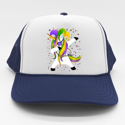 Mardi Gras Dabbing Unicorn Trucker Hat