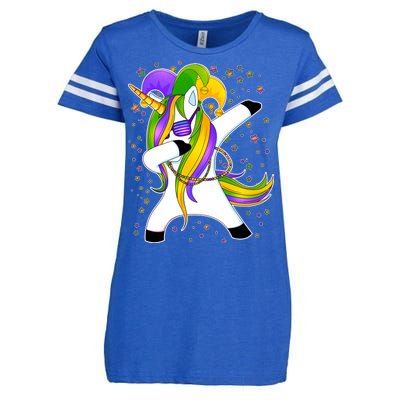 Mardi Gras Dabbing Unicorn Enza Ladies Jersey Football T-Shirt