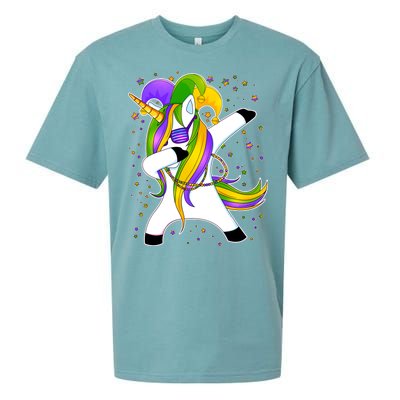 Mardi Gras Dabbing Unicorn Sueded Cloud Jersey T-Shirt