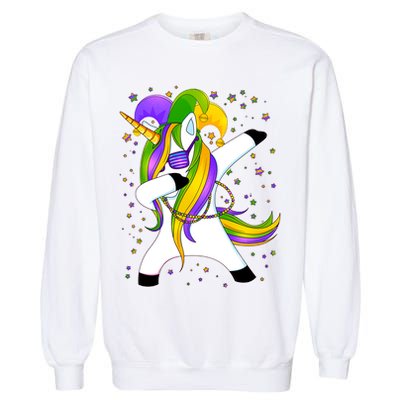 Mardi Gras Dabbing Unicorn Garment-Dyed Sweatshirt