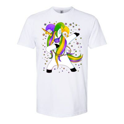 Mardi Gras Dabbing Unicorn Softstyle CVC T-Shirt