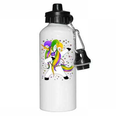 Mardi Gras Dabbing Unicorn Aluminum Water Bottle