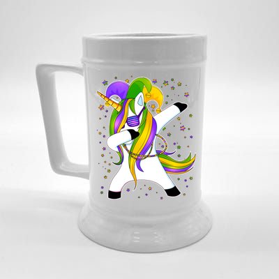 Mardi Gras Dabbing Unicorn Beer Stein