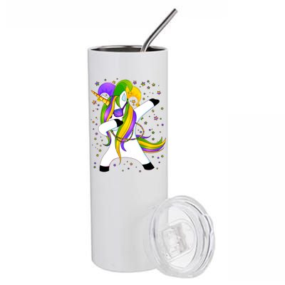 Mardi Gras Dabbing Unicorn Stainless Steel Tumbler