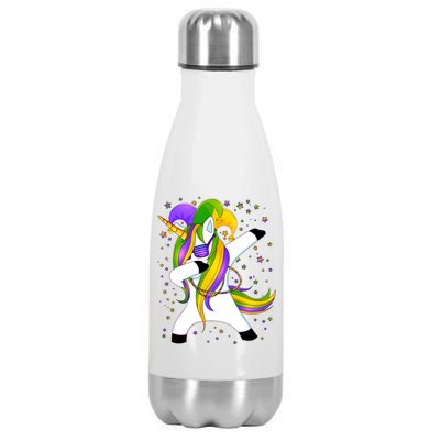 Mardi Gras Dabbing Unicorn Stainless Steel Insulated Water Bottle