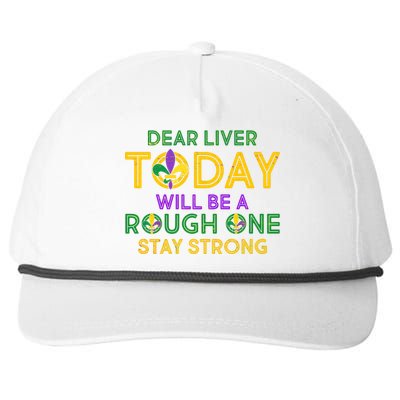 Mardi Gras Dear Liver Today Will Be A Rough One Snapback Five-Panel Rope Hat