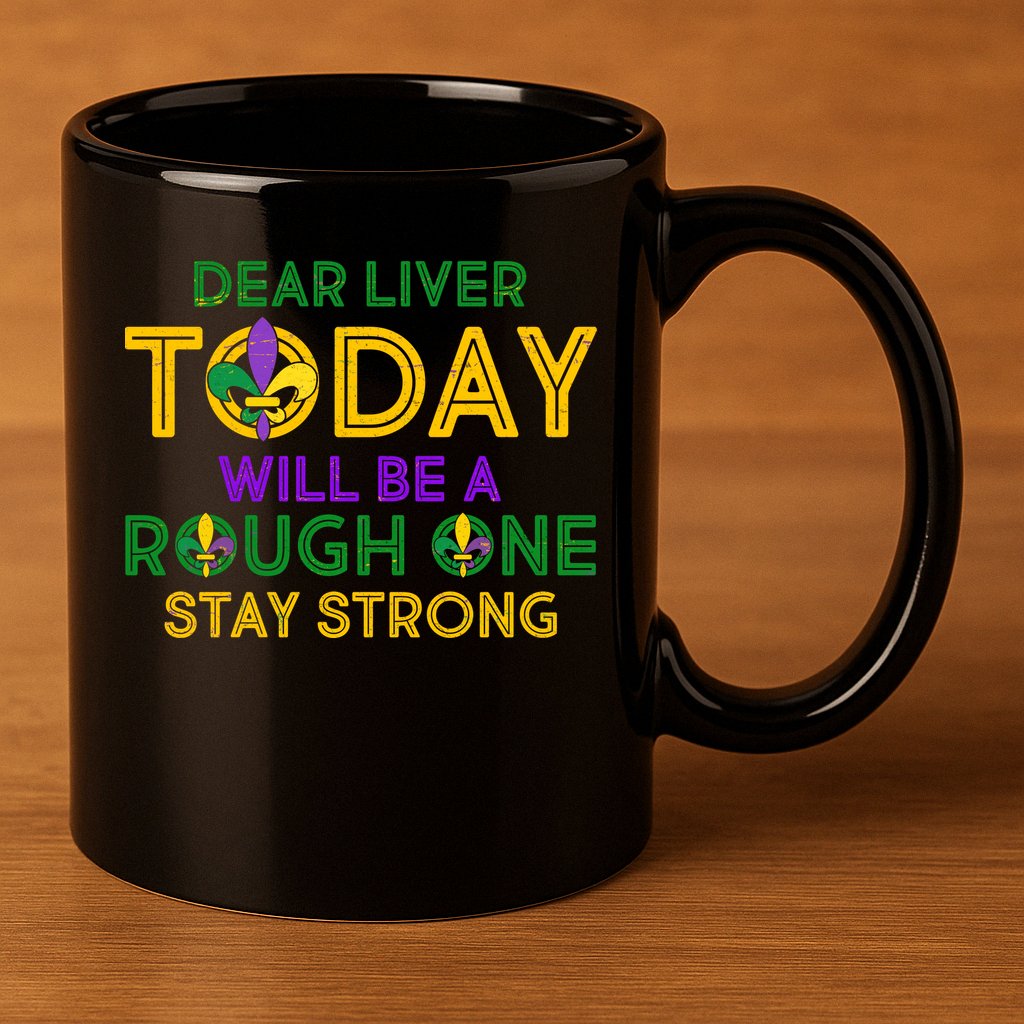 Mardi Gras Dear Liver Today Will Be A Rough One 11oz C Handle Ceramic Mug