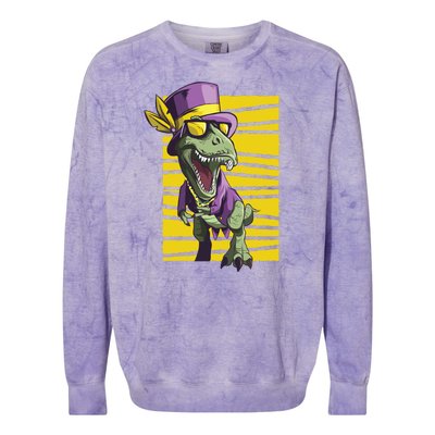 Mardi Gras Dinosaur Colorblast Crewneck Sweatshirt