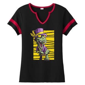 Mardi Gras Dinosaur Ladies Halftime Notch Neck Tee