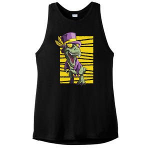 Mardi Gras Dinosaur Ladies PosiCharge Tri-Blend Wicking Tank