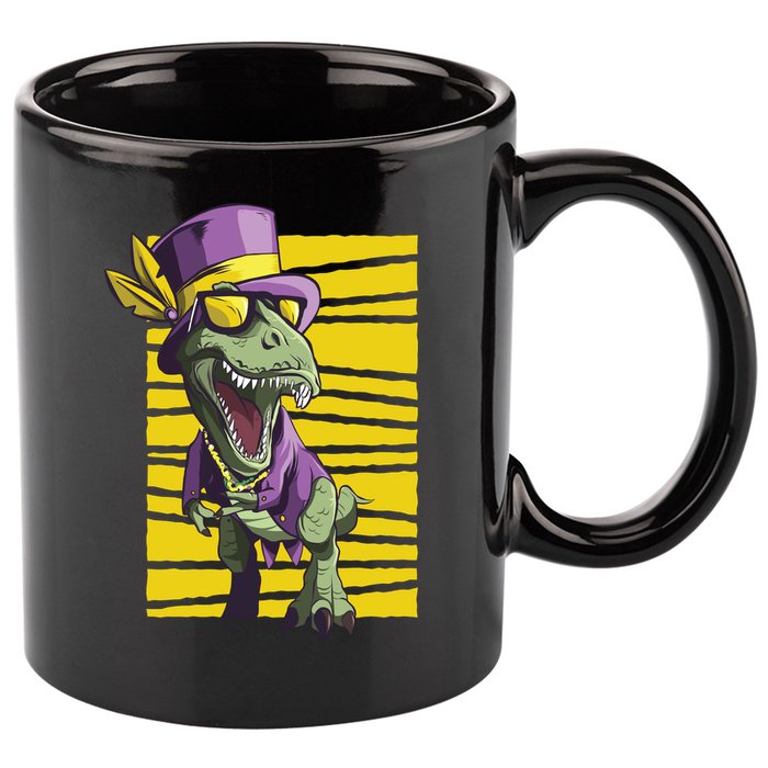 Mardi Gras Dinosaur 11oz C Handle Ceramic Mug