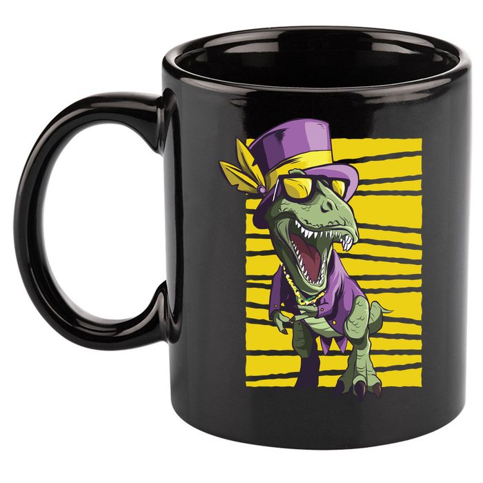 Mardi Gras Dinosaur 11oz C Handle Ceramic Mug