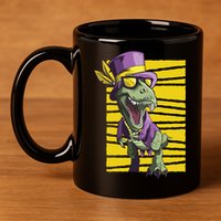 Mardi Gras Dinosaur 11oz C Handle Ceramic Mug