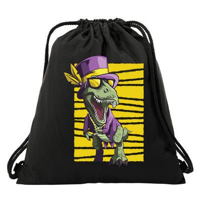 Mardi Gras Dinosaur Drawstring Bag