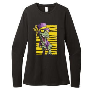 Mardi Gras Dinosaur Womens CVC Long Sleeve Shirt