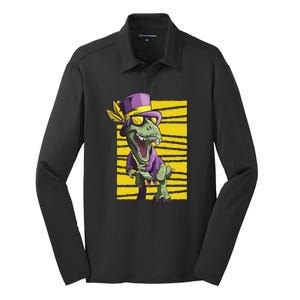 Mardi Gras Dinosaur Silk Touch Performance Long Sleeve Polo