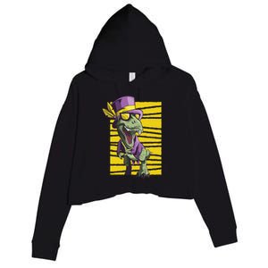 Mardi Gras Dinosaur Crop Fleece Hoodie