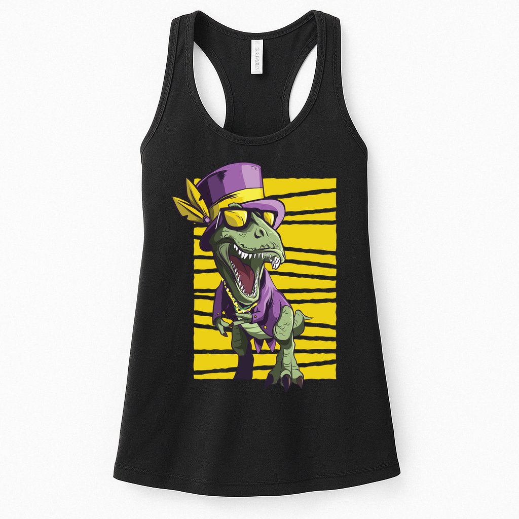 Mardi Gras Dinosaur Womens Tank Top
