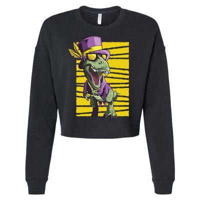 Mardi Gras Dinosaur Cropped Pullover Crew