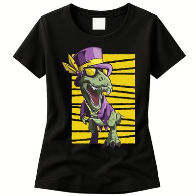 Mardi Gras Dinosaur Womens T-Shirt