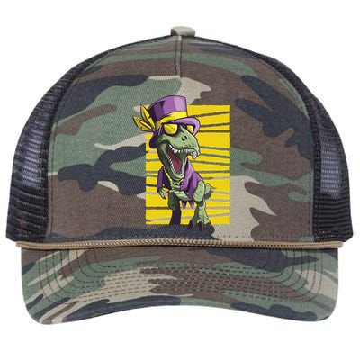 Mardi Gras Dinosaur Retro Rope Trucker Hat Cap