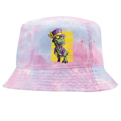 Mardi Gras Dinosaur Tie-Dyed Bucket Hat