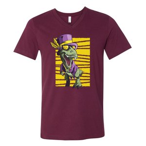 Mardi Gras Dinosaur V-Neck T-Shirt