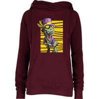 Mardi Gras Dinosaur Womens Funnel Neck Pullover Hood