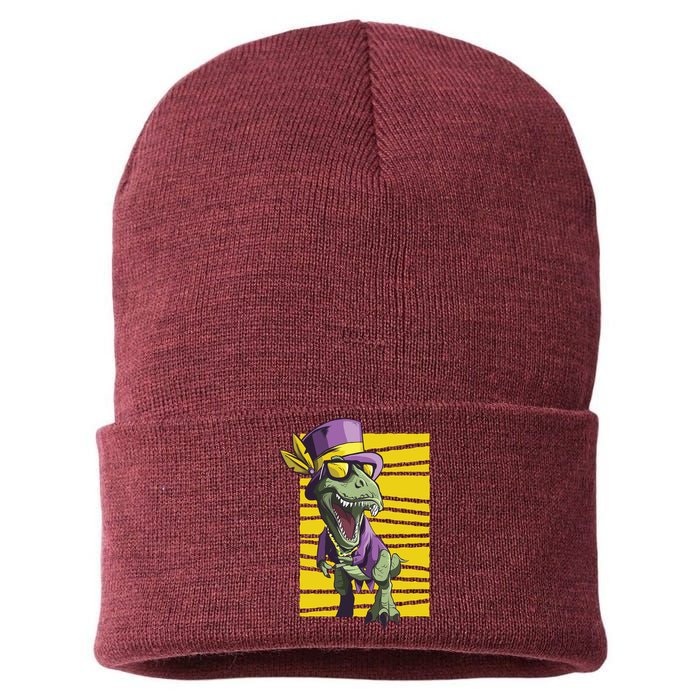 Mardi Gras Dinosaur Sustainable Knit Beanie