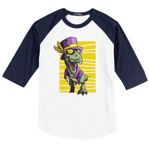 Mardi Gras Dinosaur Baseball Sleeve Shirt