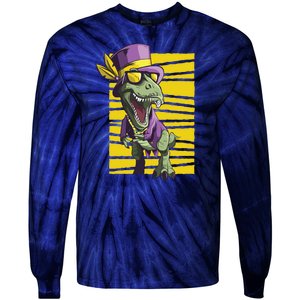 Mardi Gras Dinosaur Tie-Dye Long Sleeve Shirt