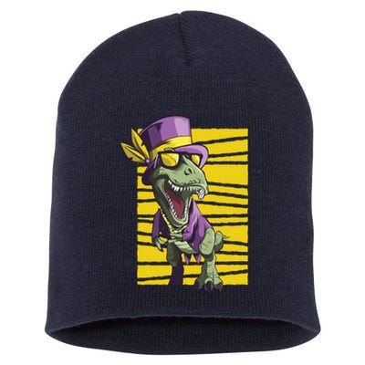 Mardi Gras Dinosaur Short Acrylic Beanie