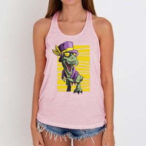 Mardi Gras Dinosaur Women's Knotted Racerback Tank