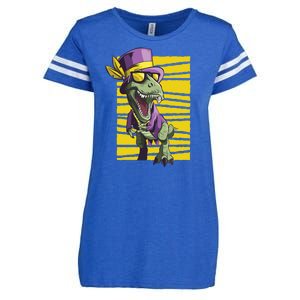 Mardi Gras Dinosaur Enza Ladies Jersey Football T-Shirt