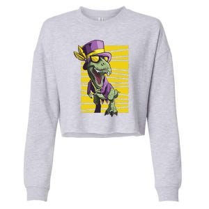 Mardi Gras Dinosaur Cropped Pullover Crew