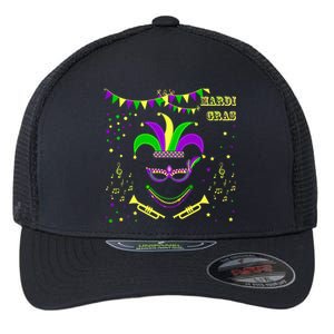 Mardi Gras Emoji Smiley Beads Mask New Orleans Flexfit Unipanel Trucker Cap