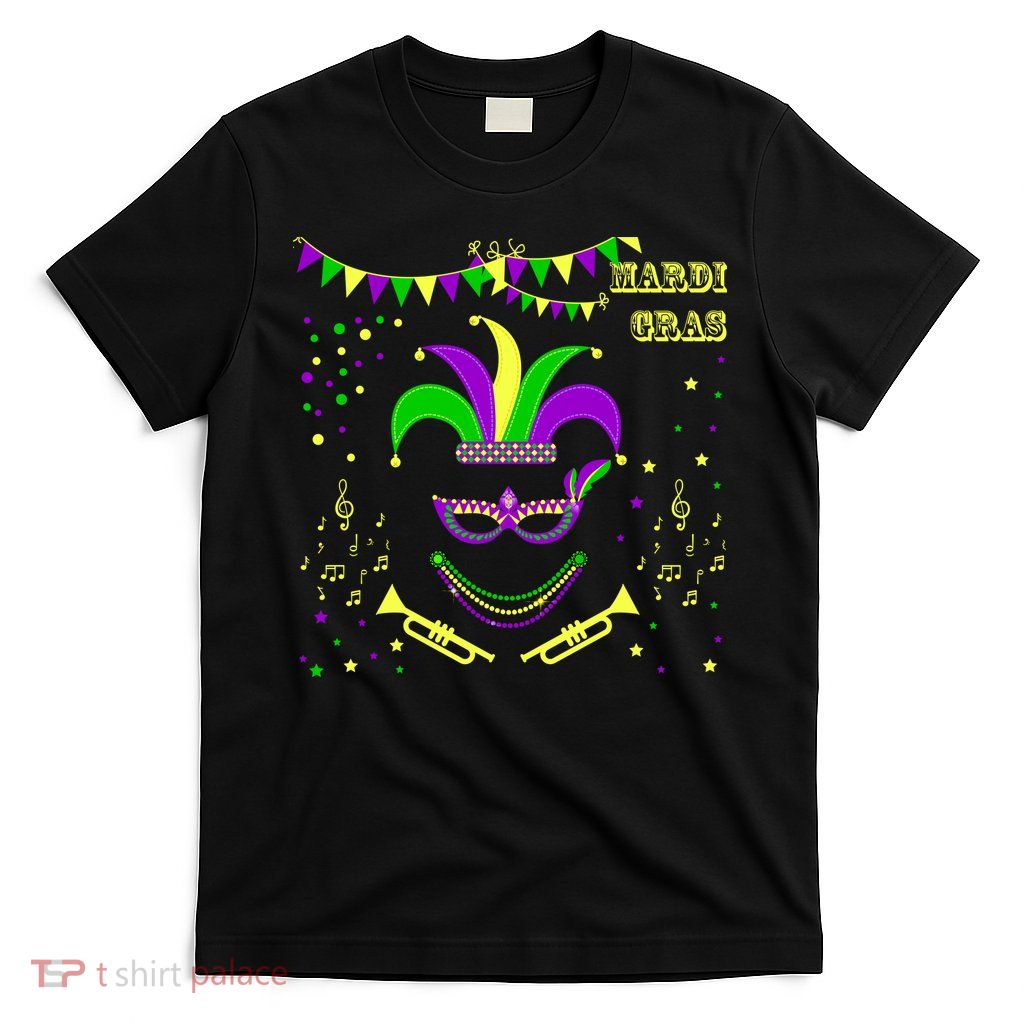 Mardi Gras Emoji Smiley Beads Mask New Orleans T-Shirt
