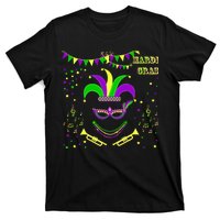 Mardi Gras Emoji Smiley Beads Mask New Orleans T-Shirt