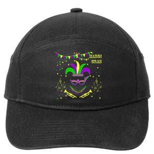 Mardi Gras Emoji Smiley Beads Mask New Orleans 7-Panel Snapback Hat