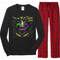 Mardi Gras Emoji Smiley Beads Mask New Orleans Long Sleeve Pajama Set