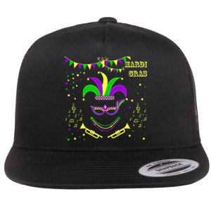 Mardi Gras Emoji Smiley Beads Mask New Orleans Flat Bill Trucker Hat