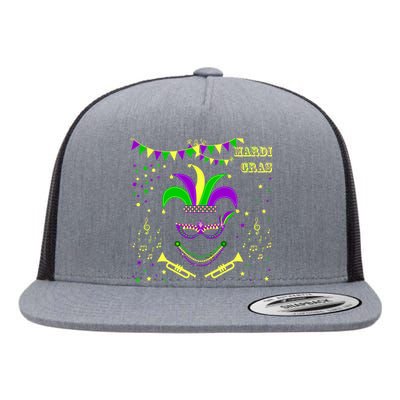 Mardi Gras Emoji Smiley Beads Mask New Orleans Flat Bill Trucker Hat