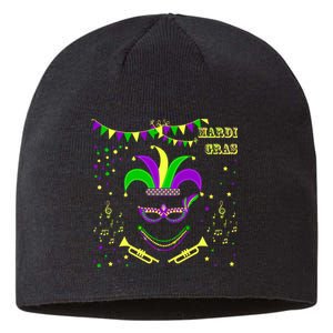 Mardi Gras Emoji Smiley Beads Mask New Orleans Sustainable Beanie