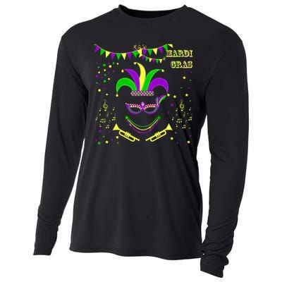 Mardi Gras Emoji Smiley Beads Mask New Orleans Cooling Performance Long Sleeve Crew